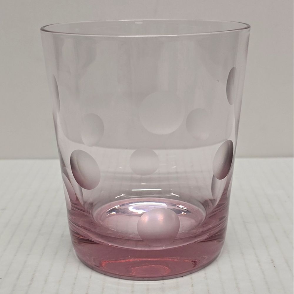 Waterford Marquis Crystal Polka Dot Pink Double Old Fashioned Glass